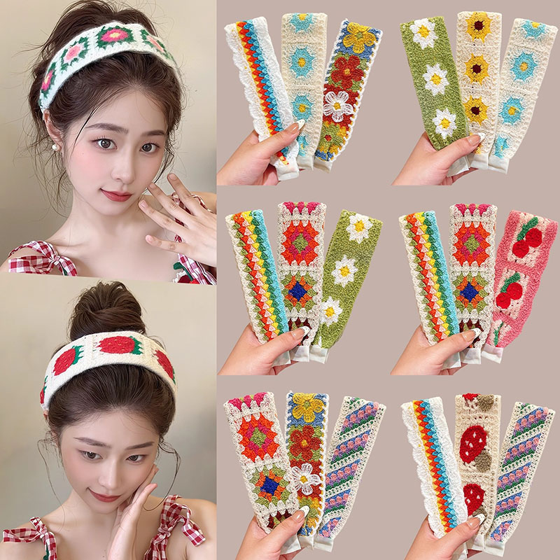 Art And Craft Hair - Ikat Kepala Velcro Motif Bunga Warna-warni