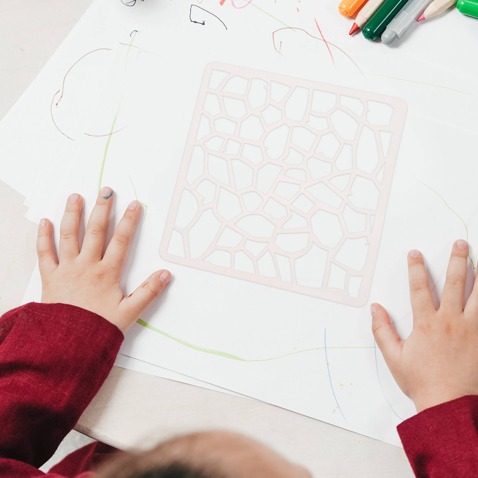 Unique Art Craft - Stensil Geometris yang Dapat Digunakan Kembali,