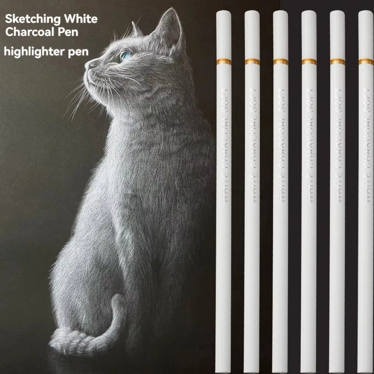 Sketching Charcoal Set - 6 buah/set Pensil Arang Putih, Set