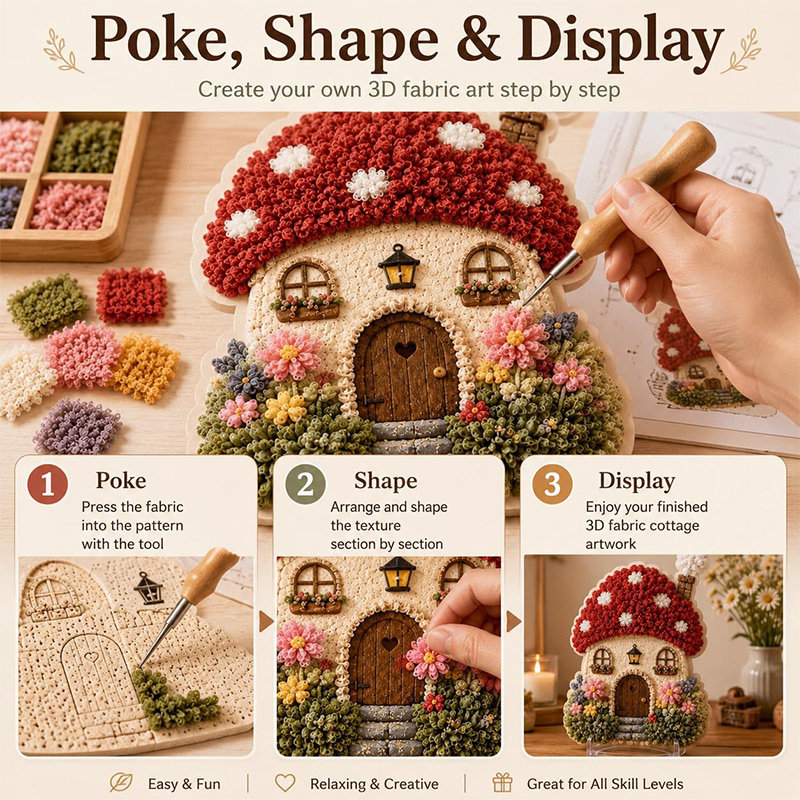 Kit DIY Seni Poke Rumah Jamur  - Art Craft Material ulasan dan harga