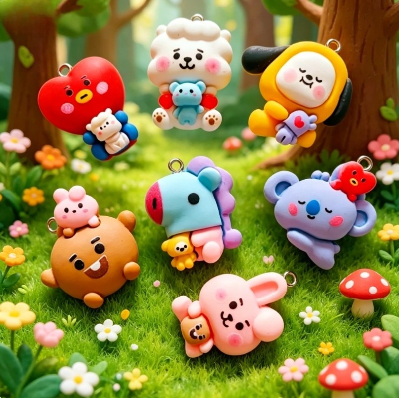 7pcs BT21 Resin Kartun Charm A - Art Craft Material ulasan dan harga